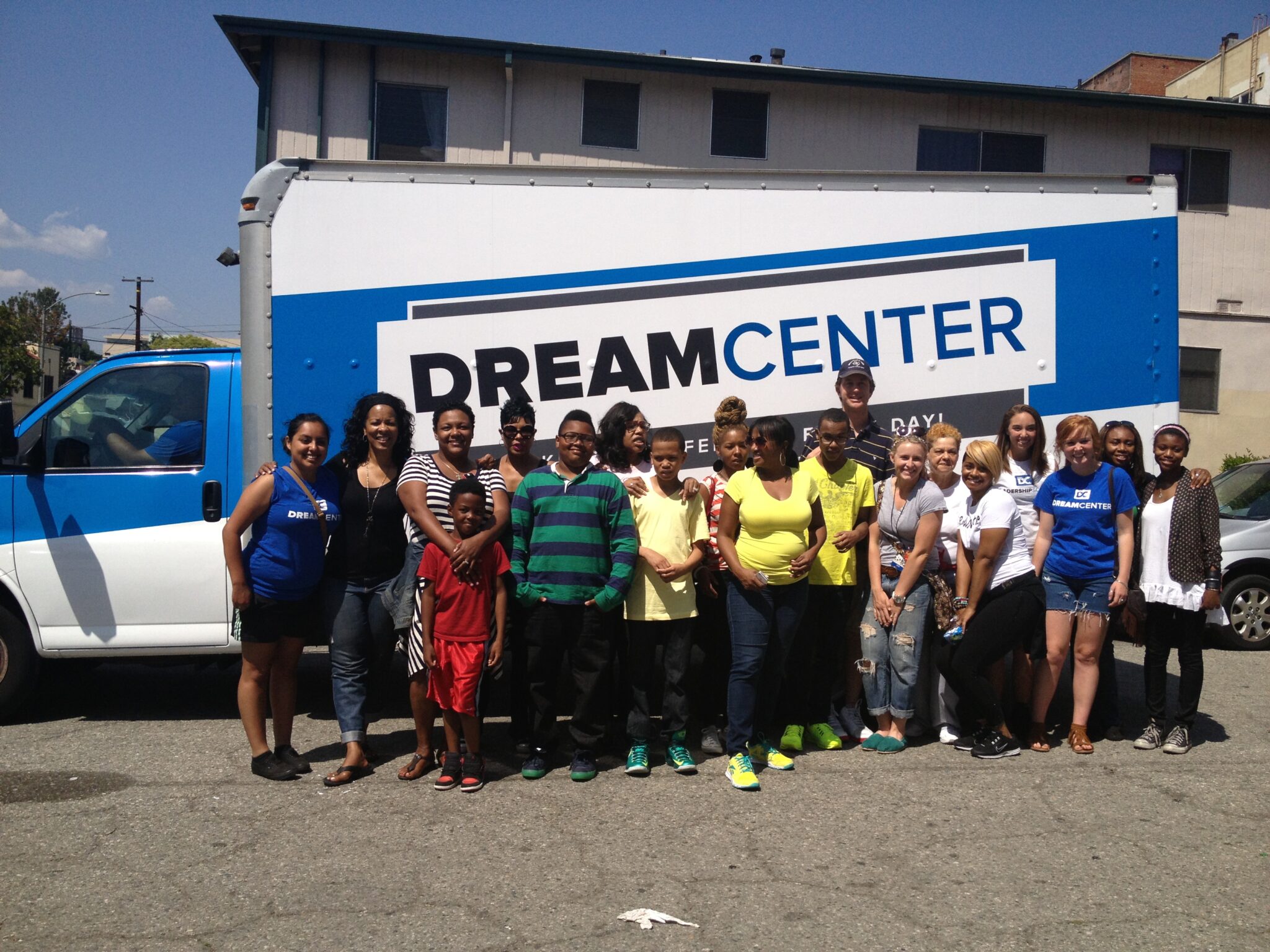 Individuals at an outreach event at Dream Center